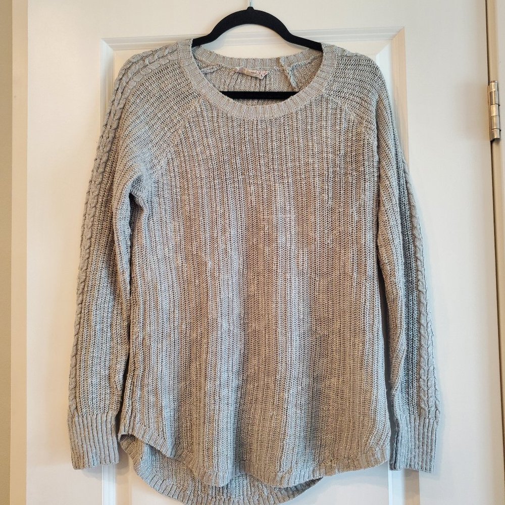 Grey sweater with braid detail on sleeves Pink Republic Size Large